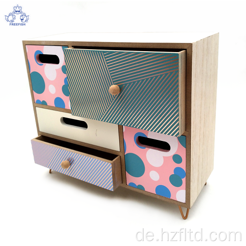Holz-Desktop-Organizer-Box mit Schubladen
